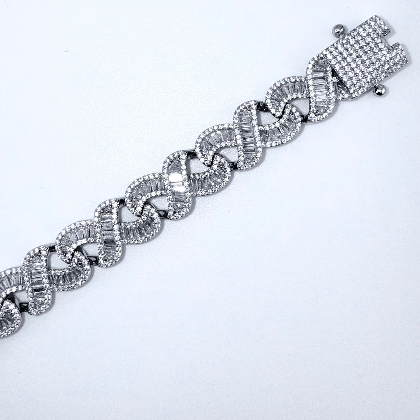 925 Sterling Silver Bracelet Iced Out- 12mm