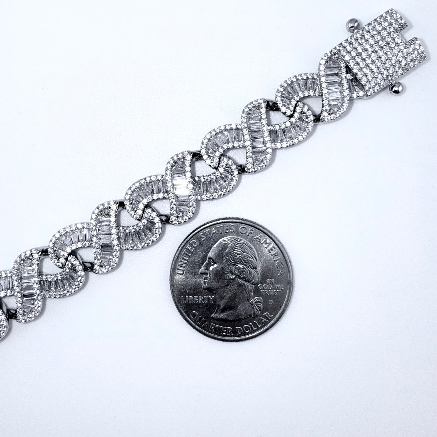 925 Sterling Silver Bracelet Iced Out- 12mm