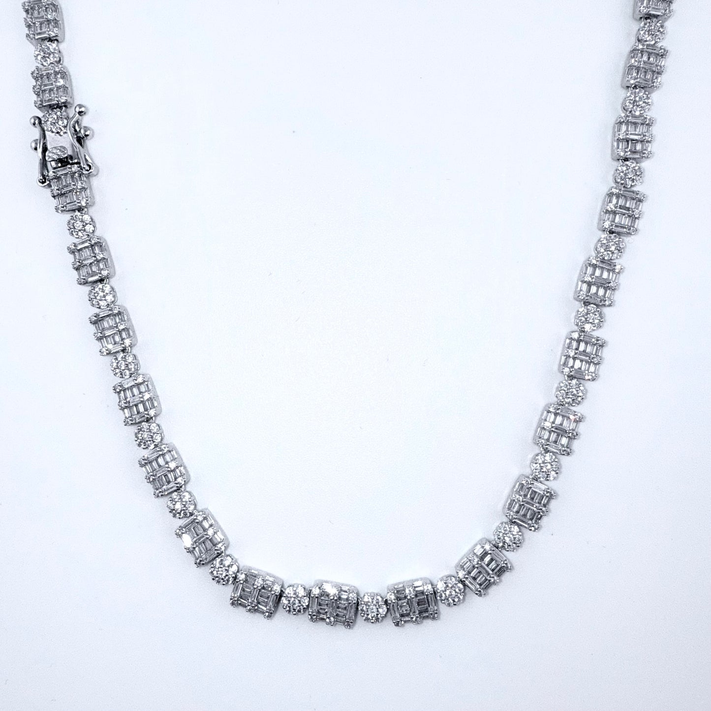 925 Sterling Silver Chain Necklace Iced Out- 6mm
