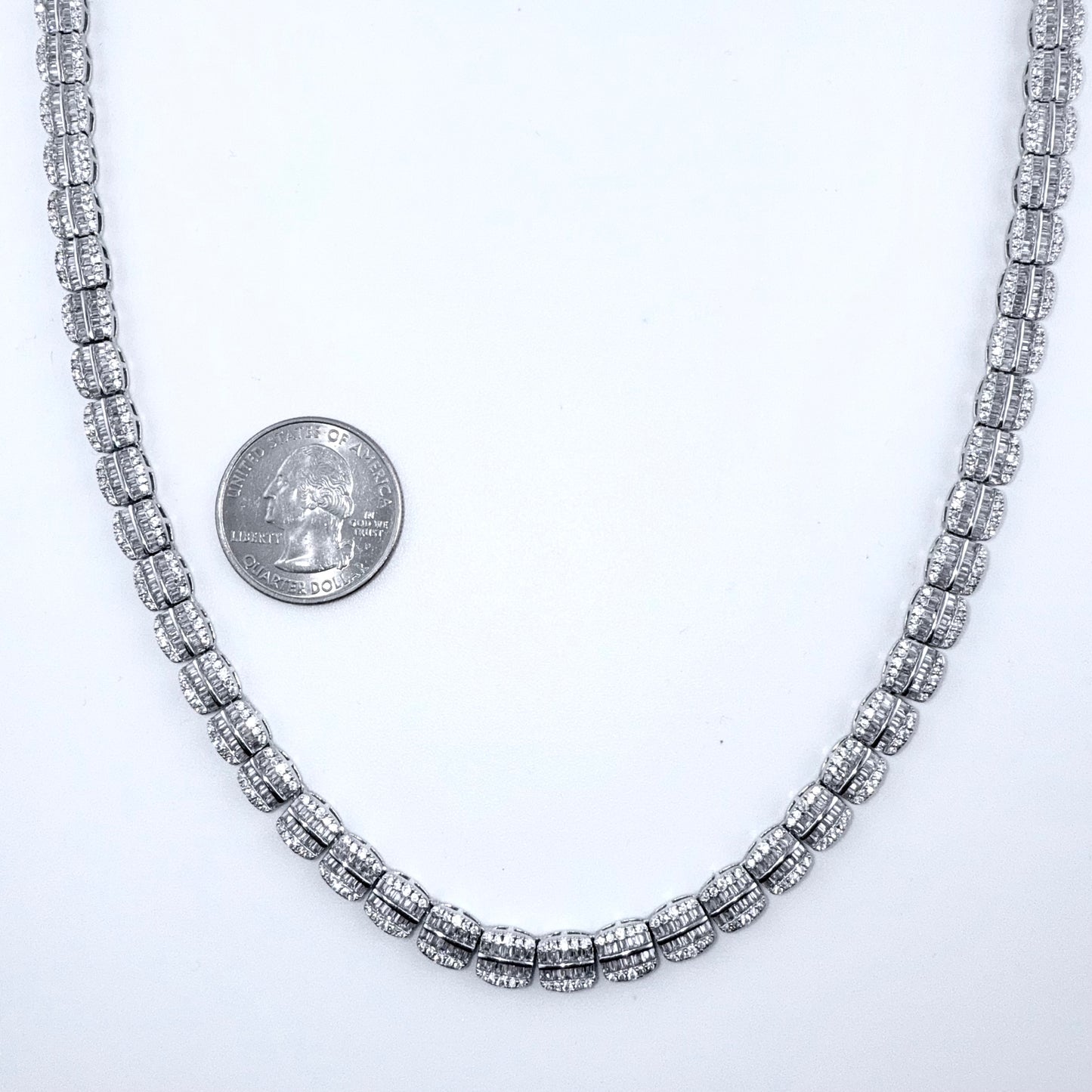 925 Sterling Silver Chain Necklace Iced Out- 6mm