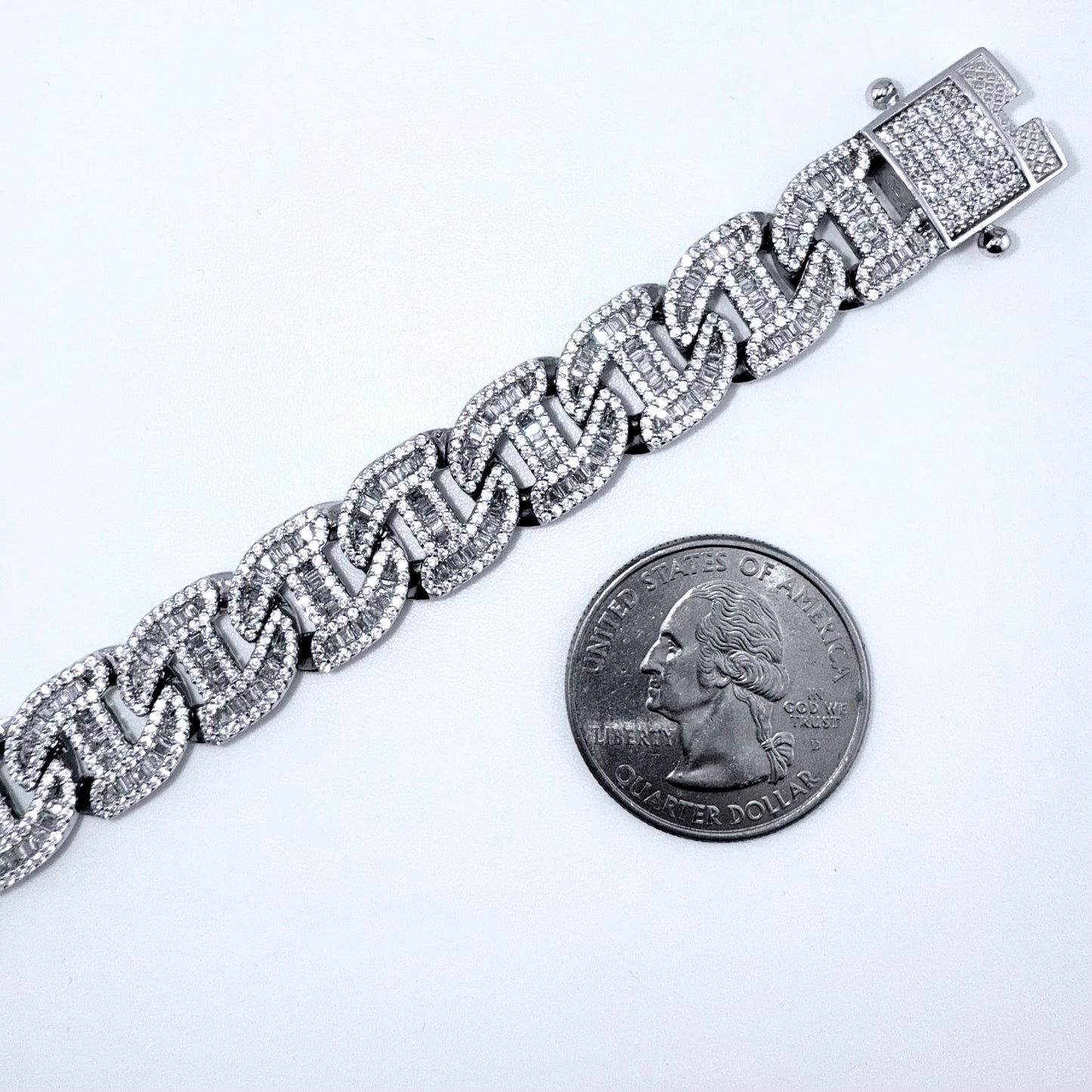 925 Sterling Silver Bracelet Iced Out- 12mm