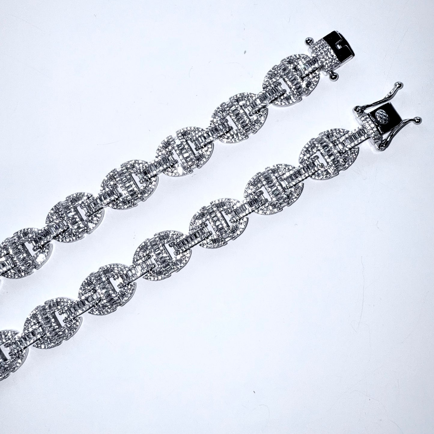 925 Sterling Silver Chain Necklace Iced Out- 13mm