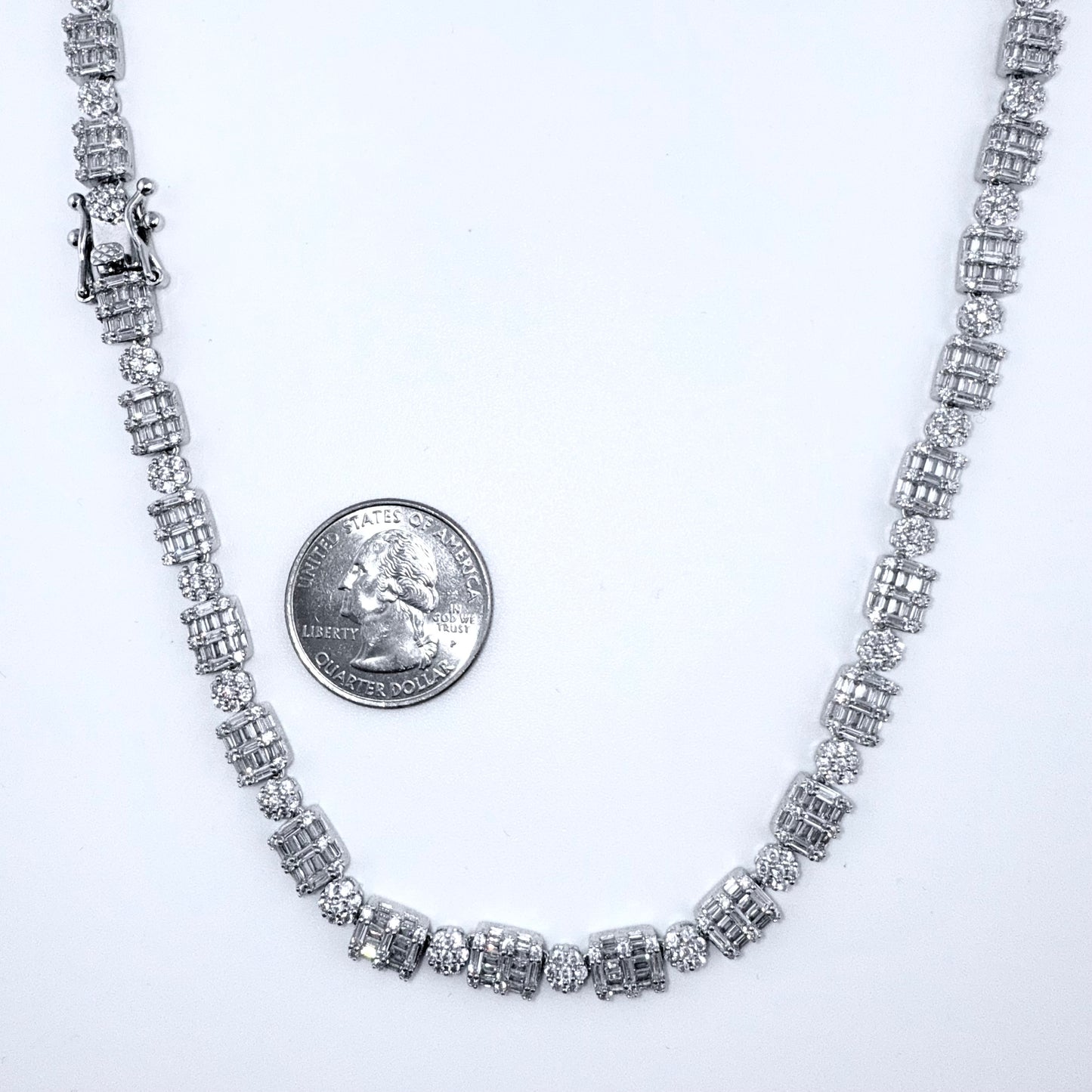 925 Sterling Silver Chain Necklace Iced Out- 6mm