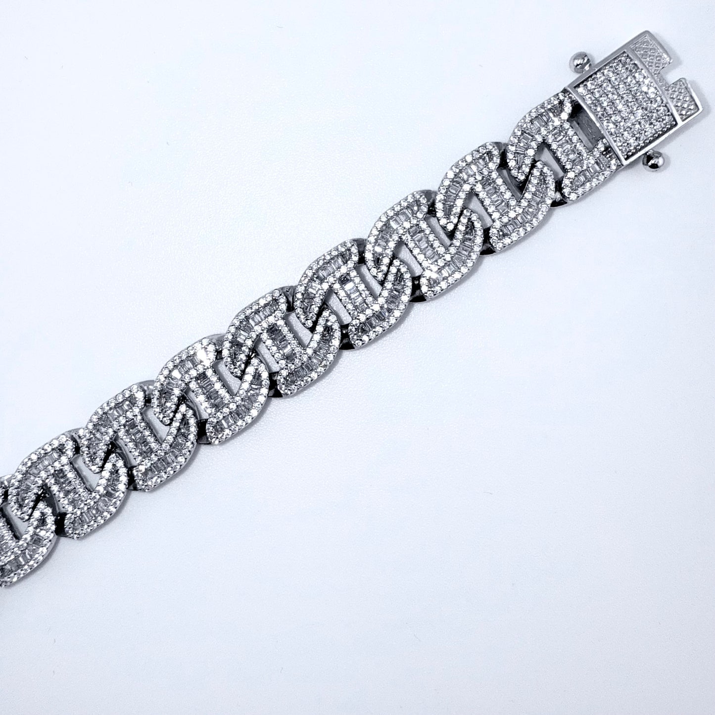 925 Sterling Silver Bracelet Iced Out- 12mm