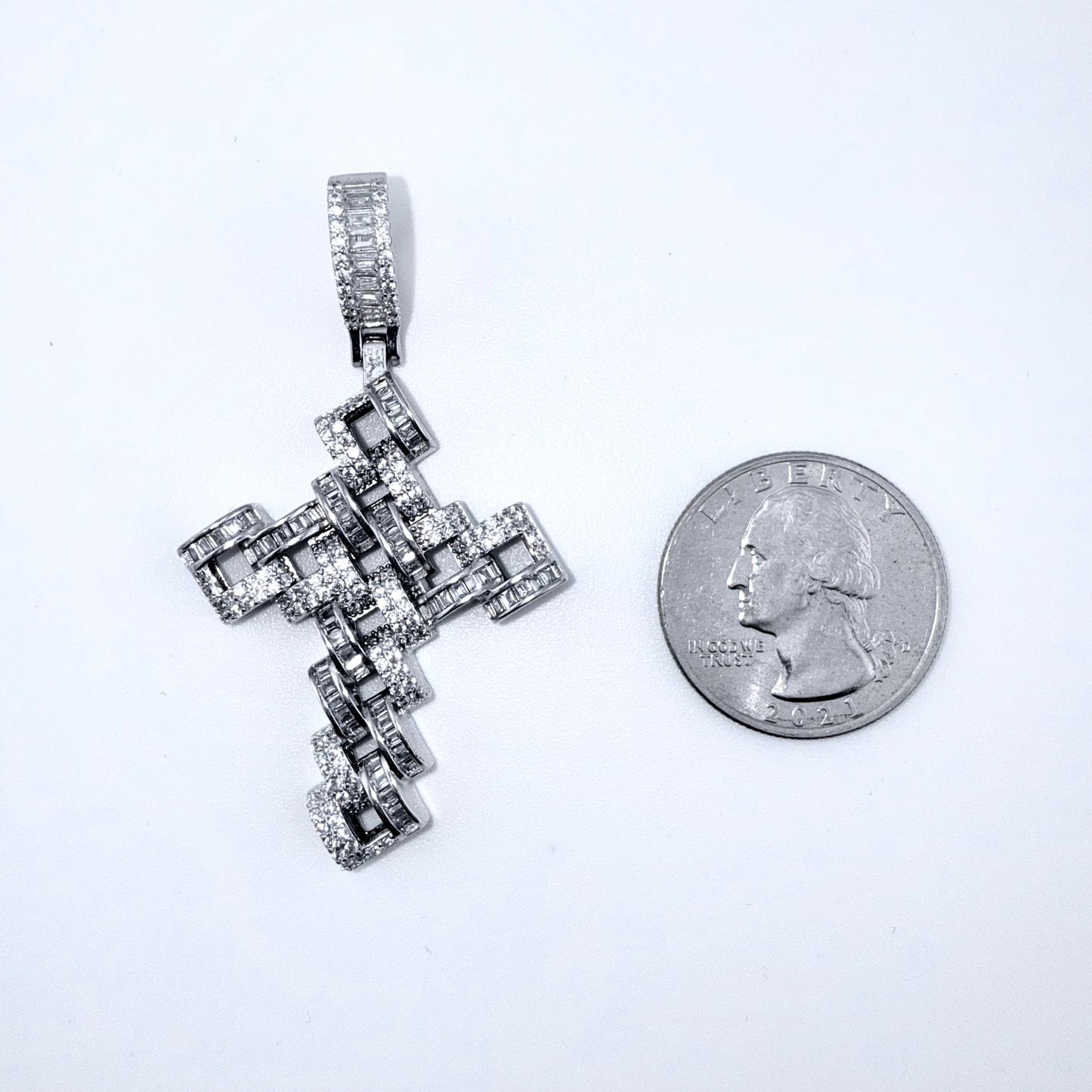 Real 925 Sterling Silver CZ Cross Pendant