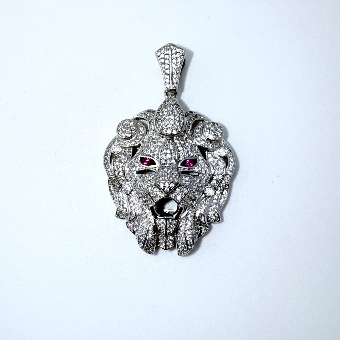 Real 925 Sterling Silver CZ Lion Head Pendant