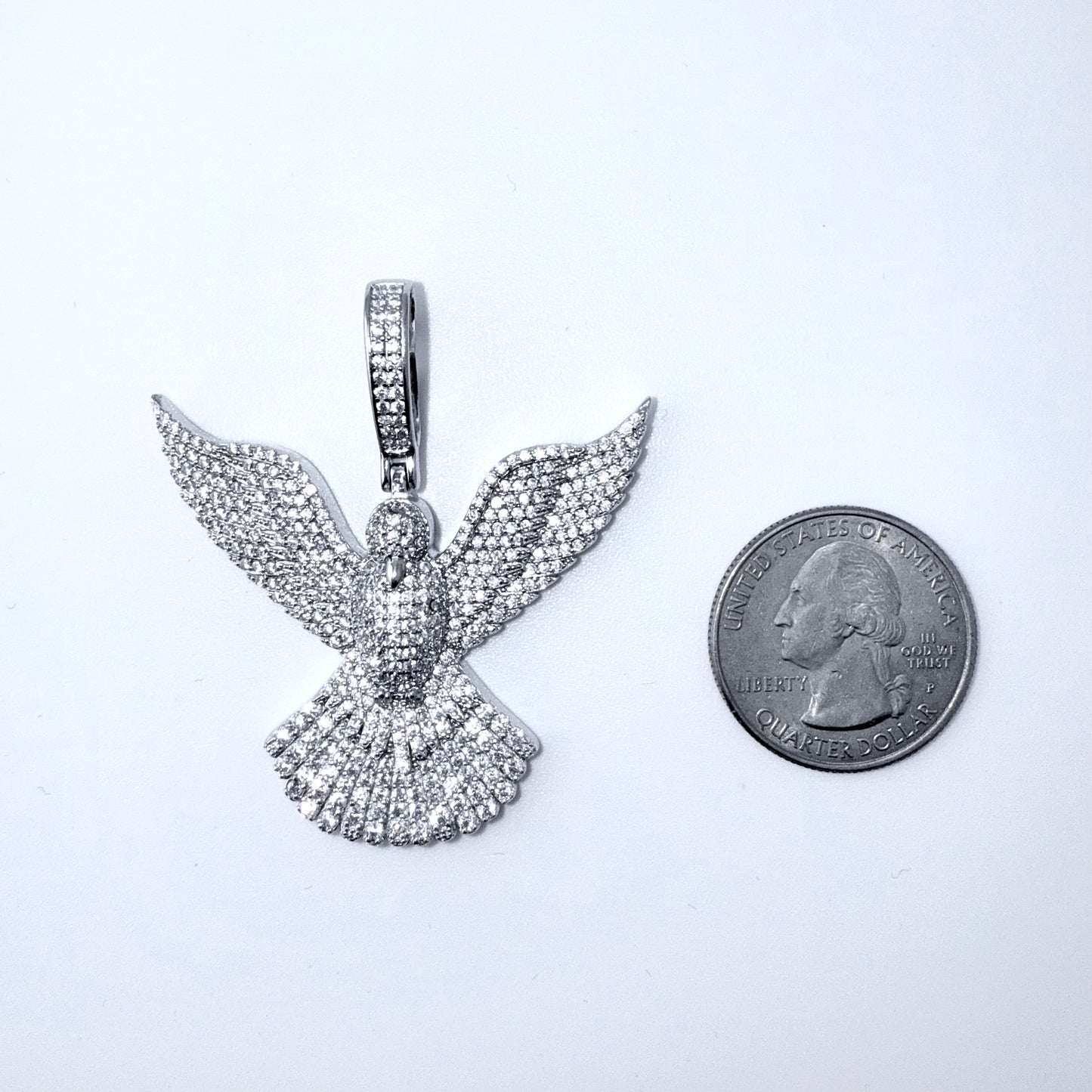 Real 925 Sterling Silver CZ Bird Pendant