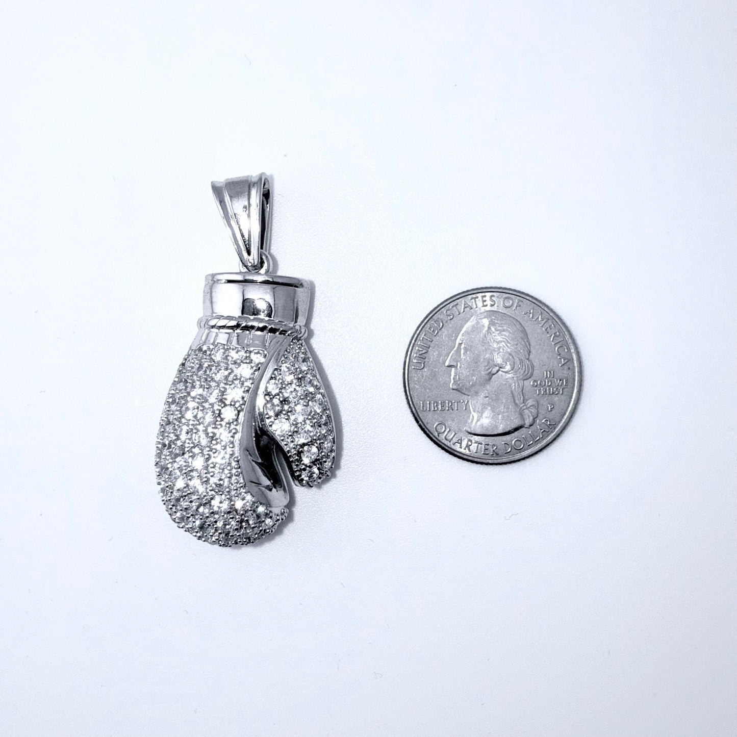 Real 925 Sterling Silver CZ Boxing Glove Pendant