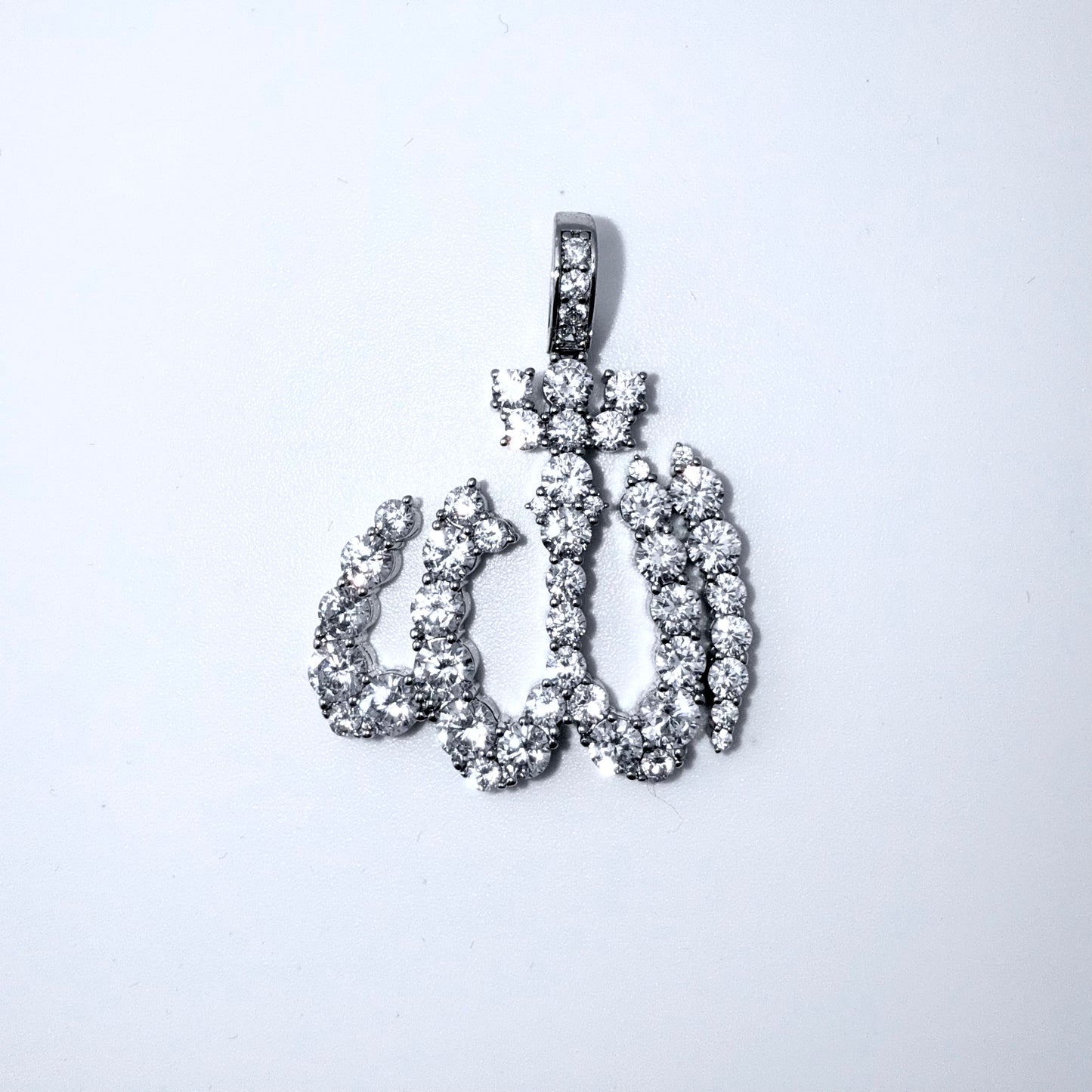 Real 925 Sterling Silver CZ Allah Pendant