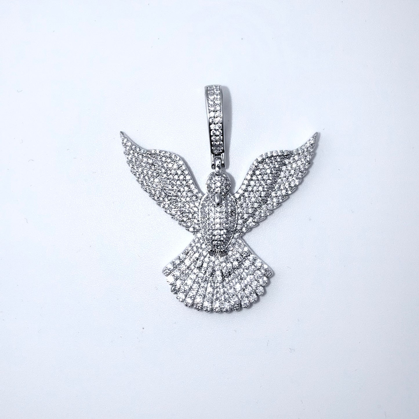 Real 925 Sterling Silver CZ Bird Pendant