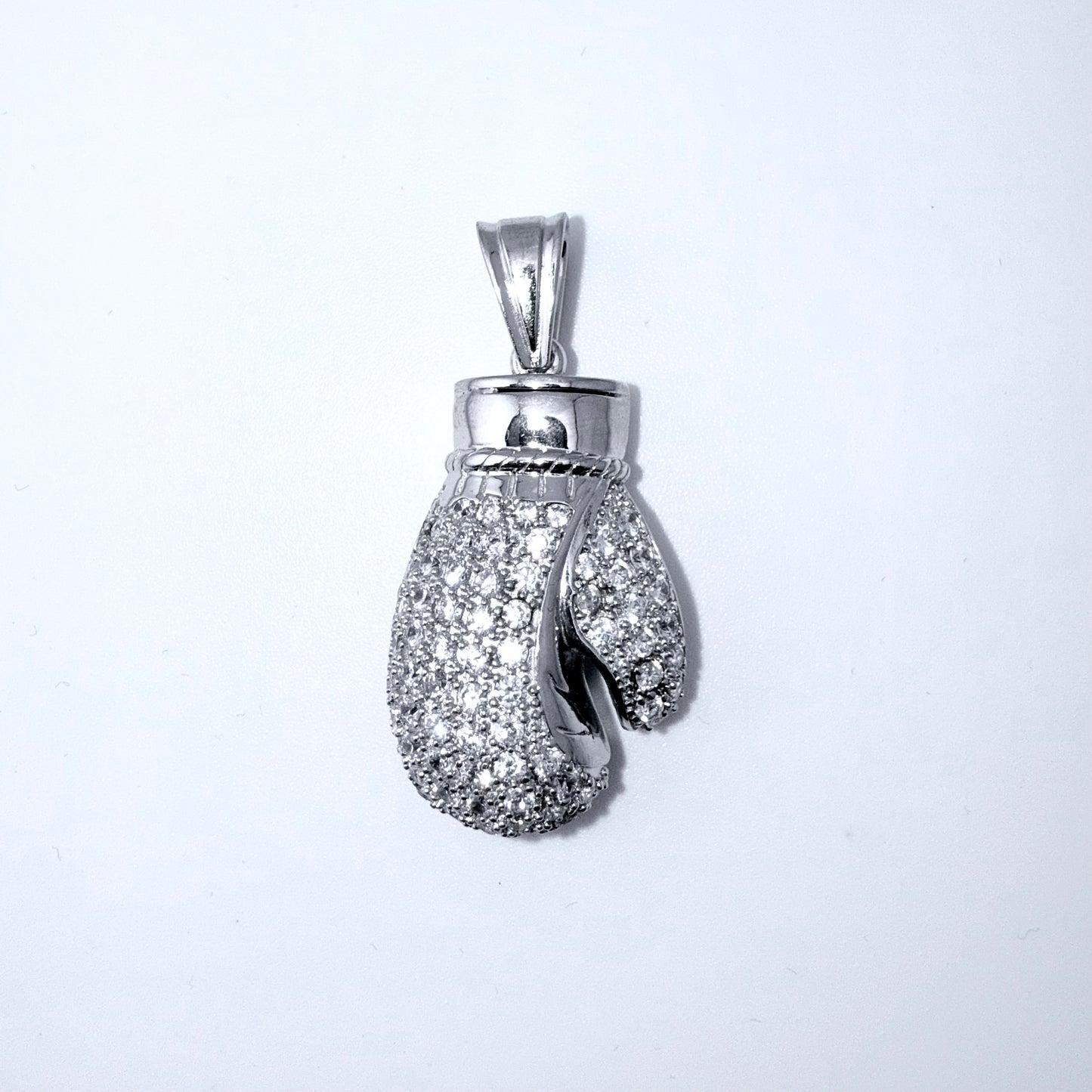 Real 925 Sterling Silver CZ Boxing Glove Pendant