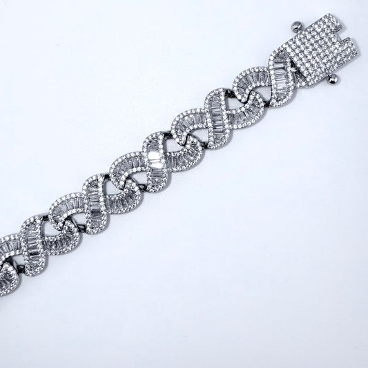 925 Sterling Silver Bracelet Iced Out- 12mm