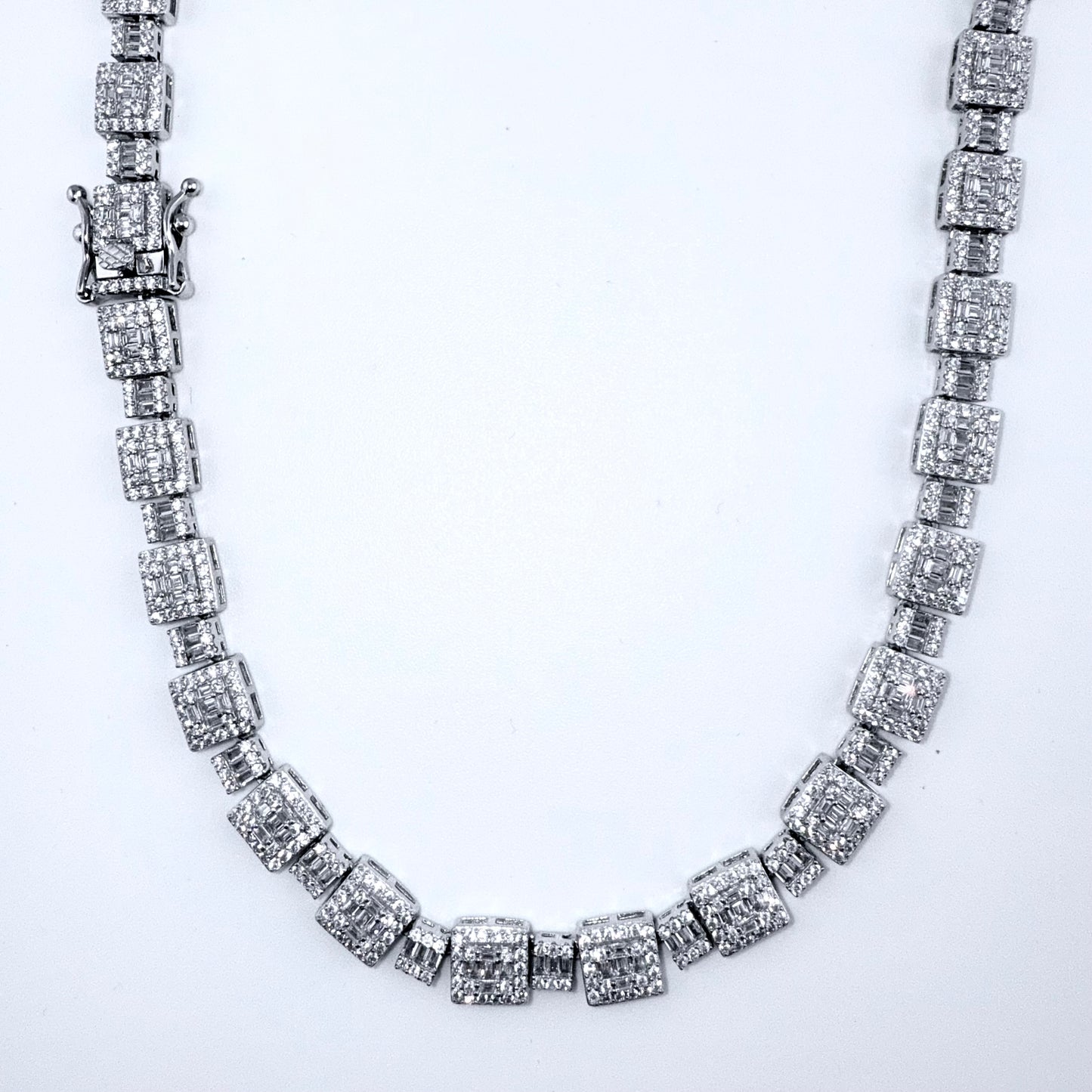 925 Sterling Silver Chain Necklace Iced Out- 8mm
