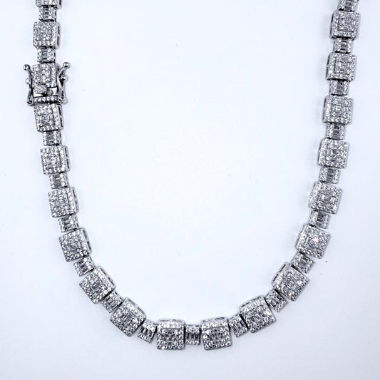 925 Sterling Silver Chain Necklace Iced Out- 8mm