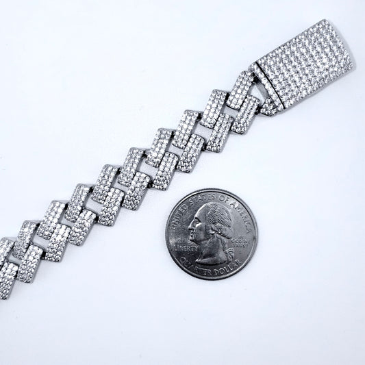 925 Sterling Silver Bracelet Iced Out- 14mm