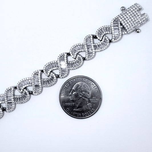 925 Sterling Silver Bracelet Iced Out- 12mm