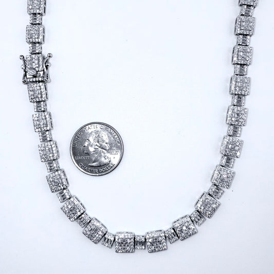 925 Sterling Silver Chain Necklace Iced Out- 8mm