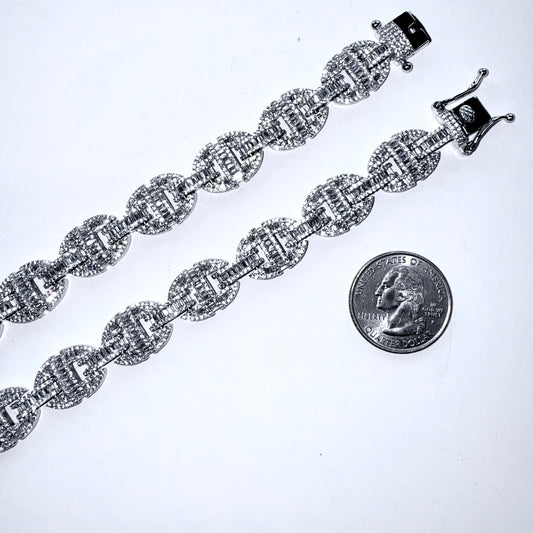 925 Sterling Silver Chain Necklace Iced Out- 13mm