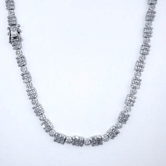 925 Sterling Silver Chain Necklace Iced Out- 6mm