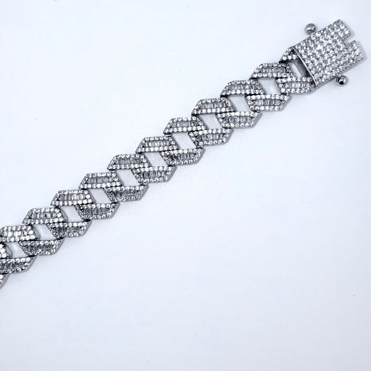 925 Sterling Silver Bracelet Iced Out- 11mm