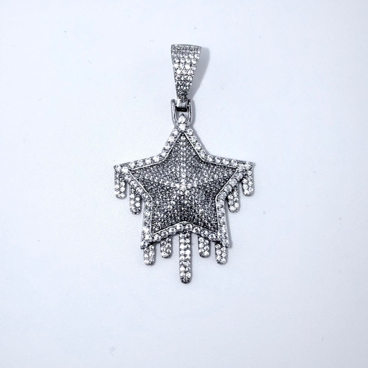 Real 925 Sterling Silver CZ Star Drip Pendant