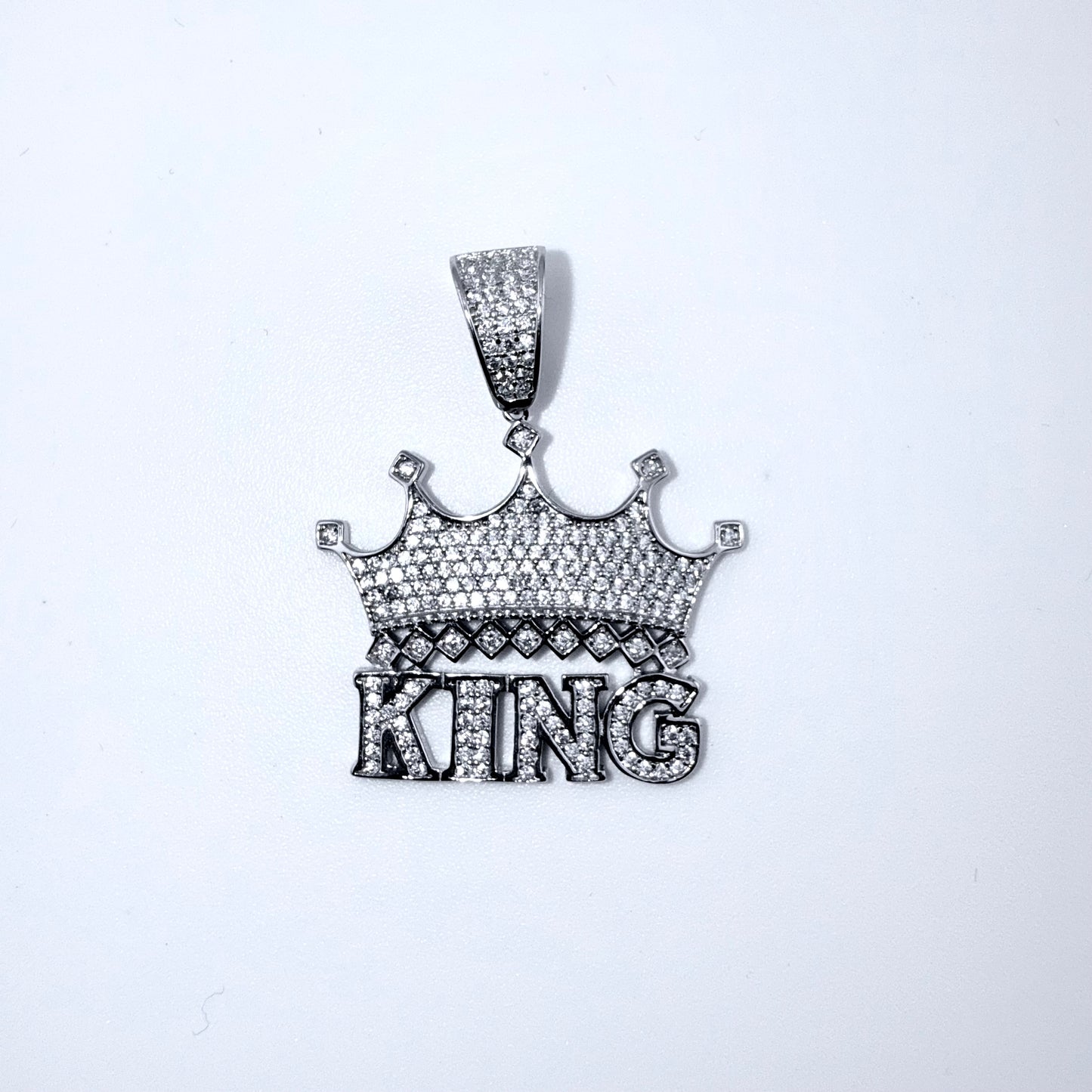Real 925 Sterling Silver CZ Crown King Pendant