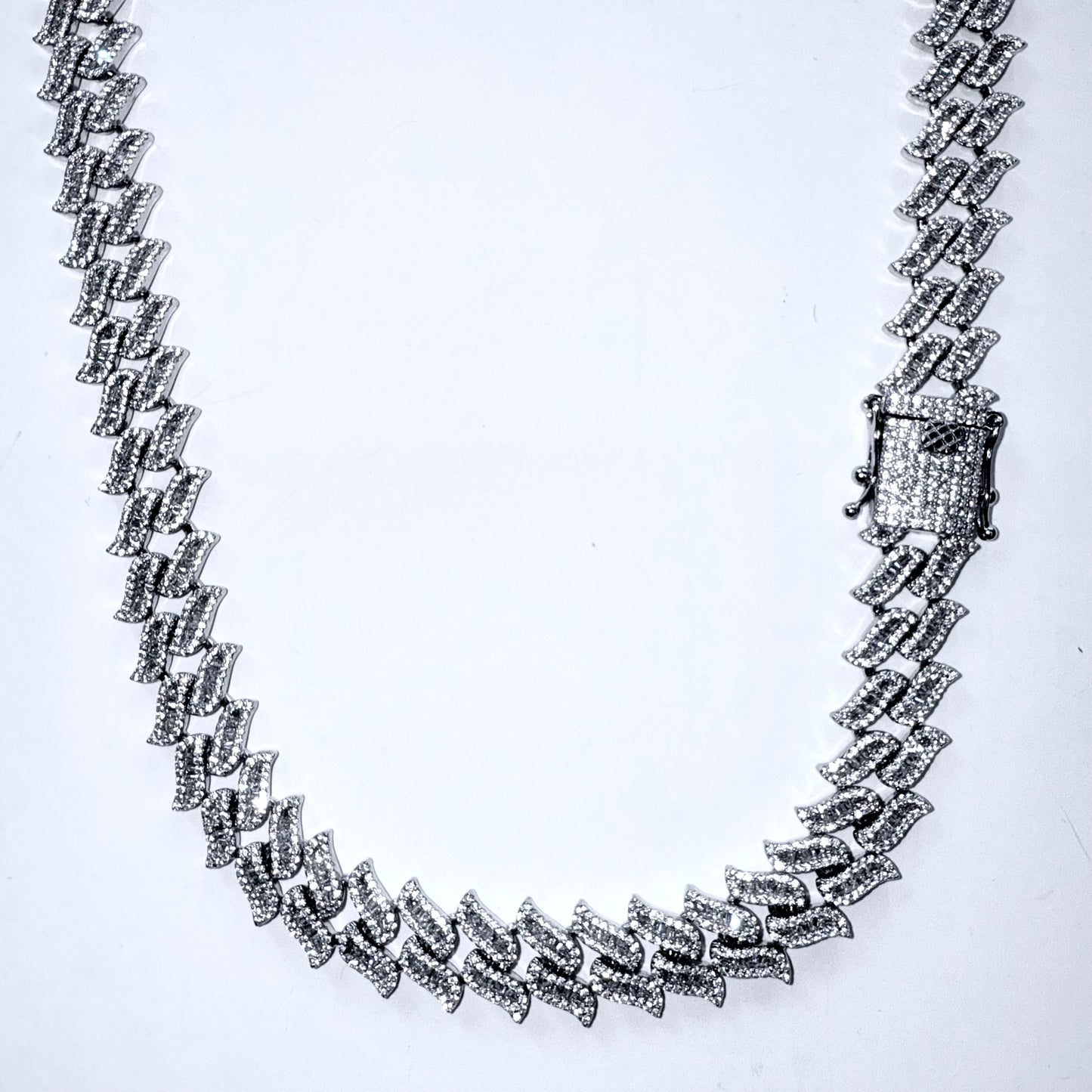 925 Sterling Silver Chain Necklace Iced Out- 14mm