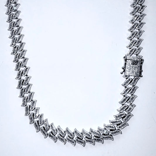 925 Sterling Silver Chain Necklace Iced Out- 14mm