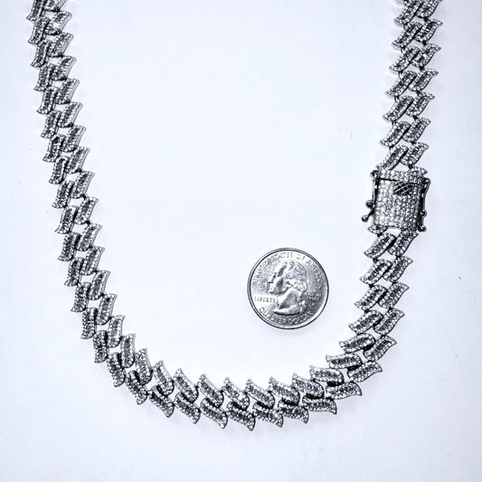 925 Sterling Silver Chain Necklace Iced Out- 14mm