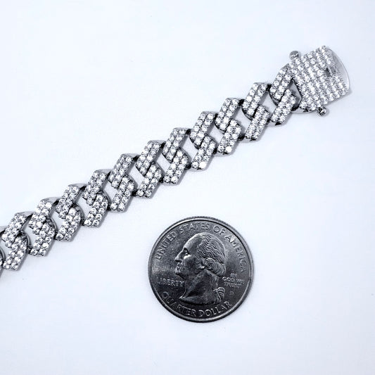 925 Sterling Silver Bracelet Iced Out- 11mm