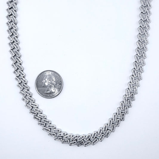 925 Sterling Silver Chain Necklace Iced Out- 10mm