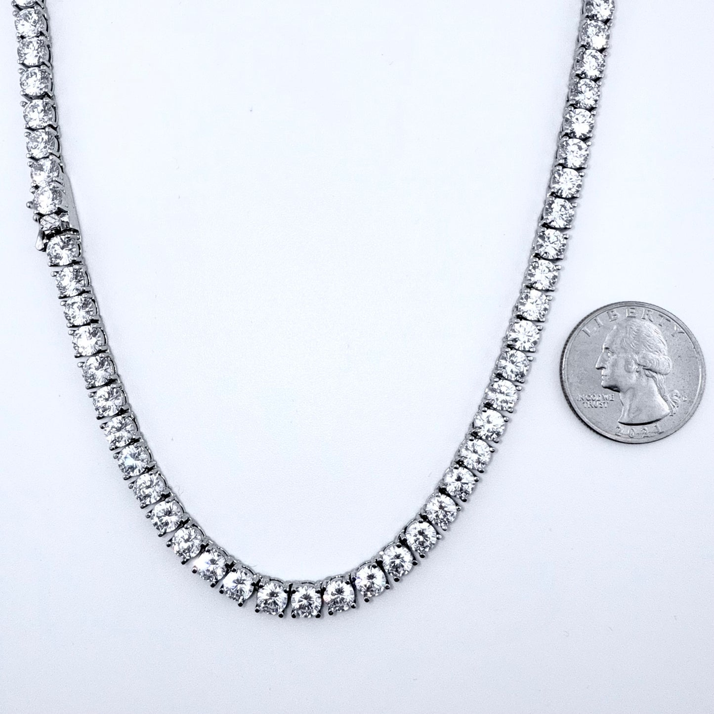 925 Sterling Silver Tennis Chain Necklace CZ- 5mm