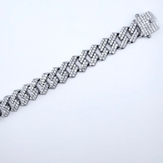 925 Sterling Silver Bracelet Iced Out- 11mm