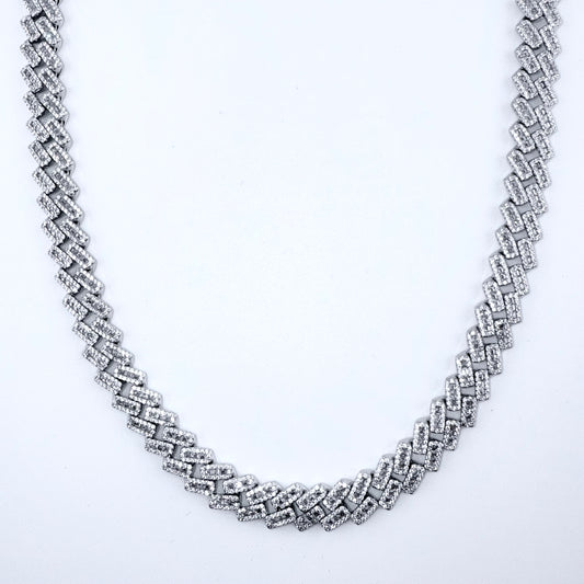 925 Sterling Silver Chain Necklace Iced Out- 10mm