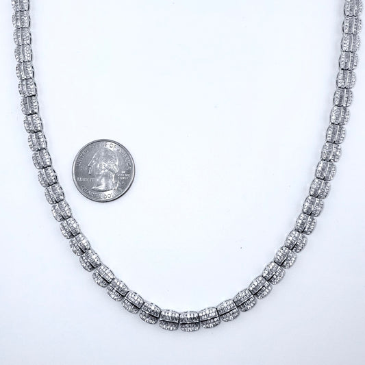 925 Sterling Silver Chain Necklace Iced Out- 6mm