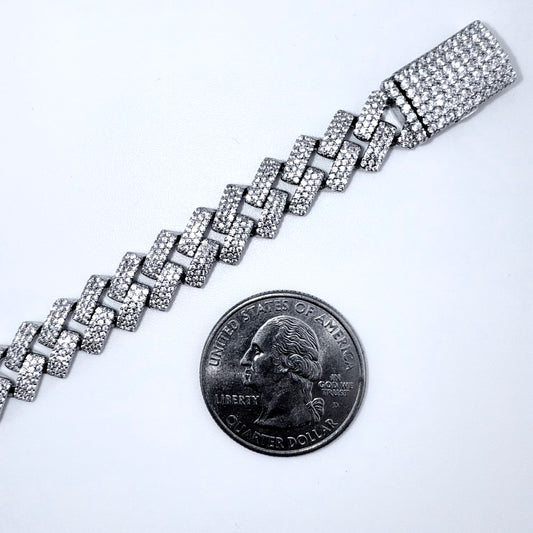 925 Sterling Silver Bracelet Iced Out- 10mm