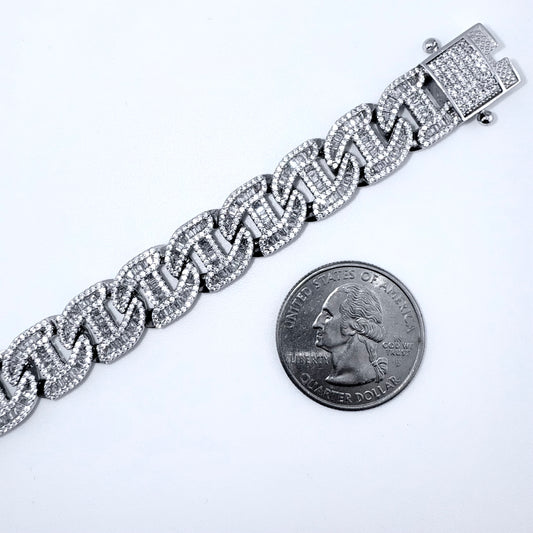 925 Sterling Silver Bracelet Iced Out- 12mm