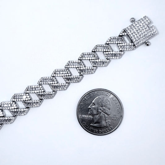 925 Sterling Silver Bracelet Iced Out- 11mm