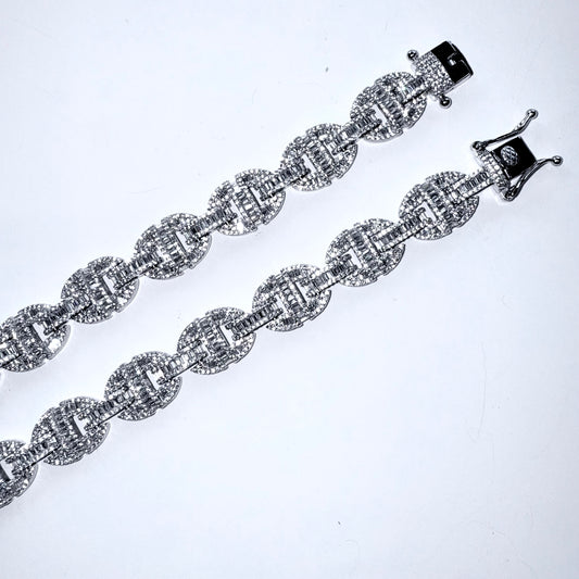 925 Sterling Silver Chain Necklace Iced Out- 13mm