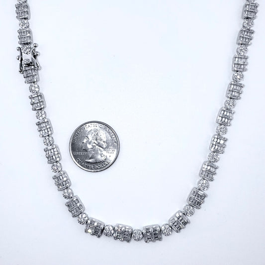 925 Sterling Silver Chain Necklace Iced Out- 6mm