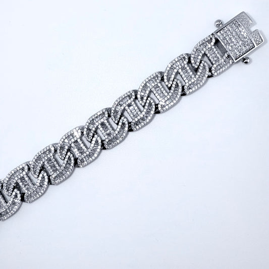 925 Sterling Silver Bracelet Iced Out- 12mm