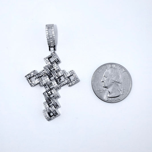 Real 925 Sterling Silver CZ Cross Pendant