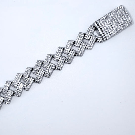 925 Sterling Silver Bracelet Iced Out- 14mm