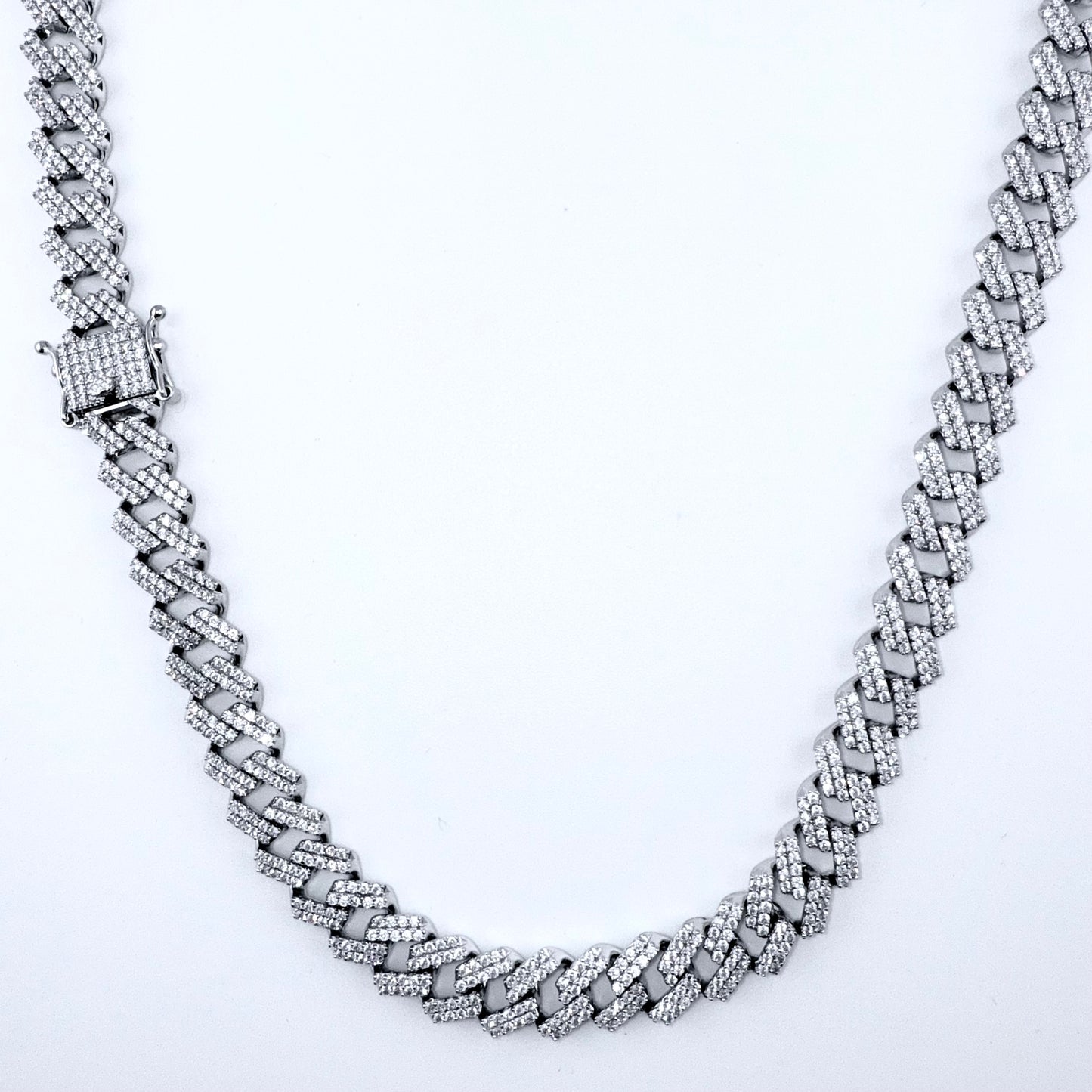 925 Sterling Silver Chain Necklace Iced Out- 11mm