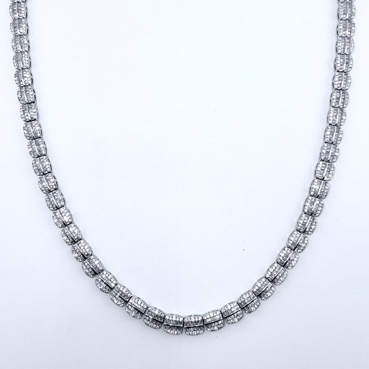 925 Sterling Silver Chain Necklace Iced Out- 6mm