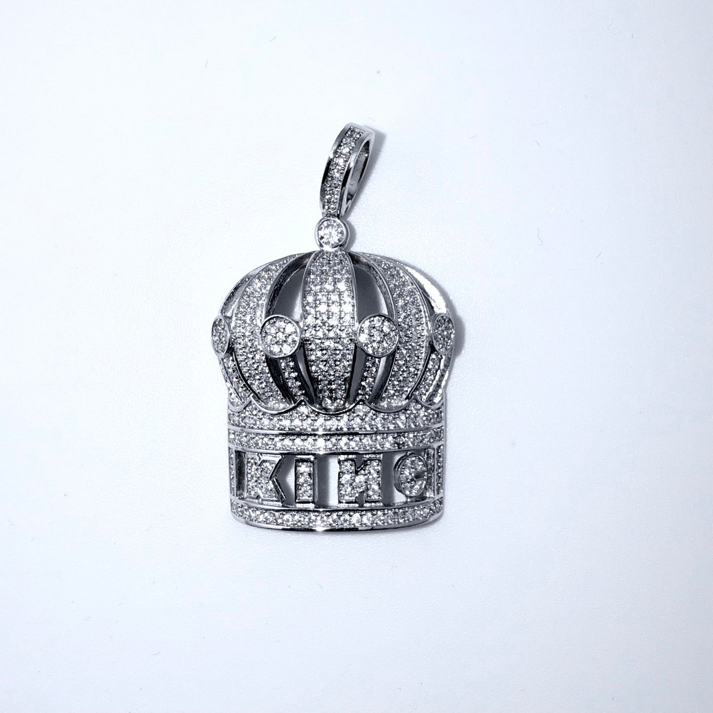 Real 925 Sterling Silver CZ Crown King Pendant