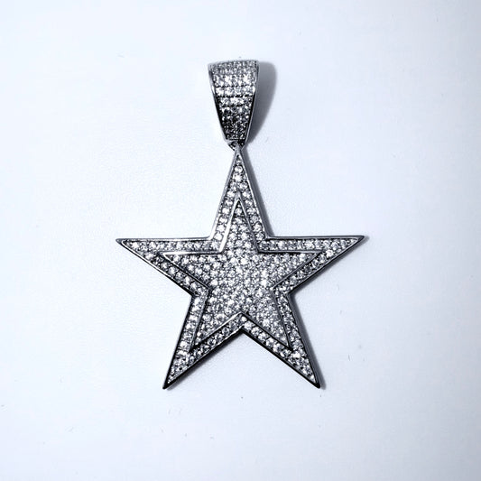 Real 925 Sterling Silver CZ Star Pendant