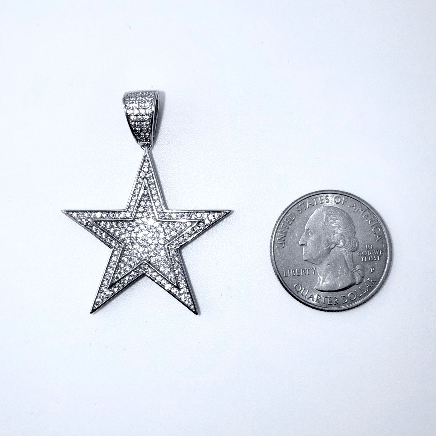 Real 925 Sterling Silver CZ Star Pendant