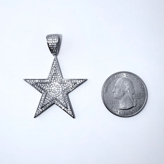 Real 925 Sterling Silver CZ Star Pendant