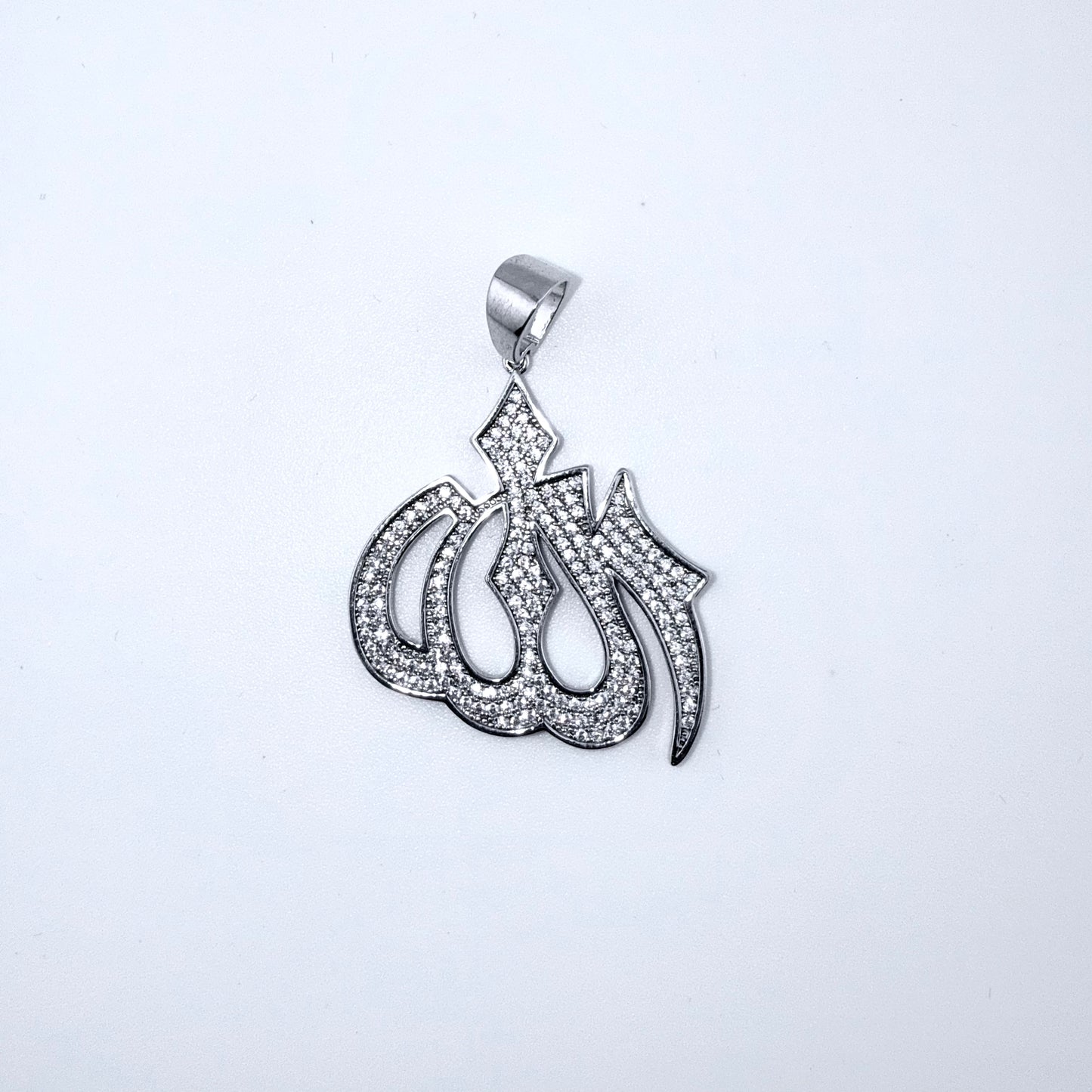 Real 925 Sterling Silver CZ Allah Pendant